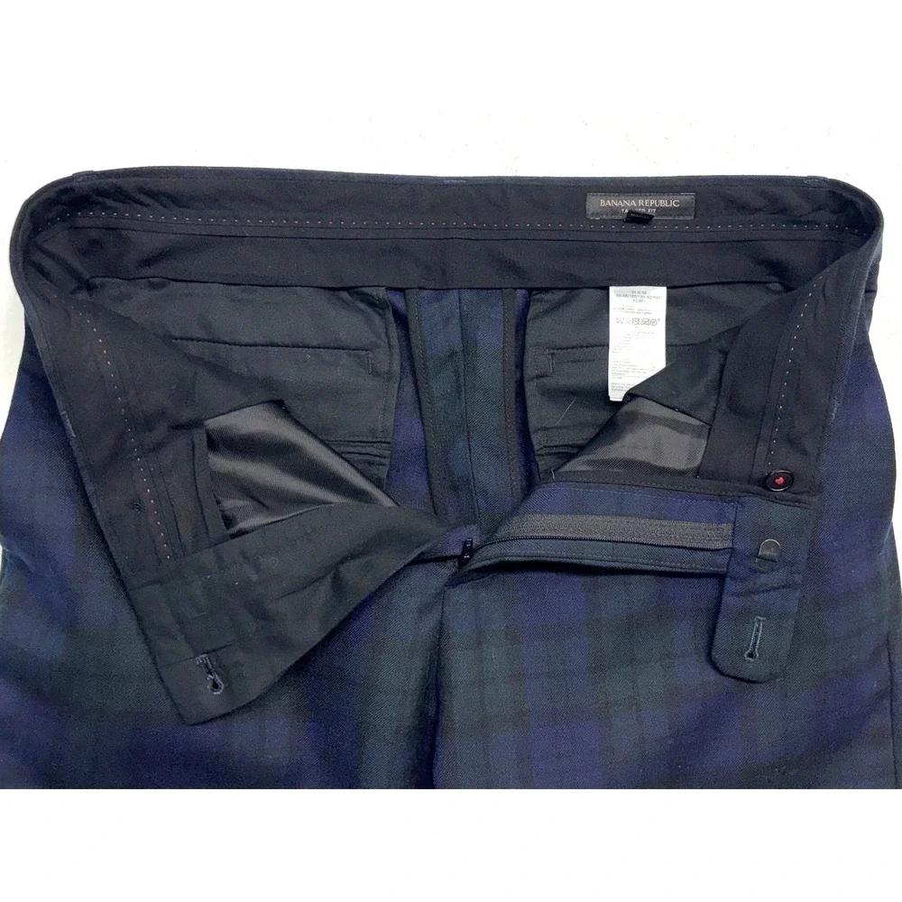 Banana Republic 31x29 Blackwatch Tartan Plaid‎ Dress Pants Wool Trousers Tapered